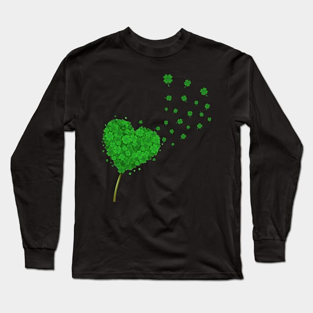 Heart Dandelion St Patrick_s Day Shamrock Long Sleeve T-Shirt by Manonee